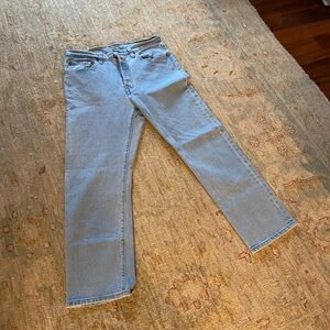 Levi's Light Blue rib cage style jeans. Cheeky cut.